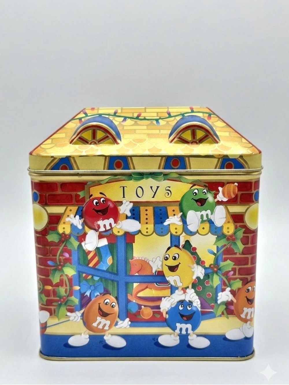 1996 M&M's Christmas Village Toy Shop Limited Edition Candy Canister Vintage Tin